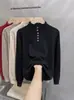 Otoño e Invierno Nuevo Talla Grande Simple Cuello Alto Medio Camiseta Básica Tops Moda Femenina Holgado Interior Manga Larga Tejido de Punto