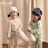 Conjunto de Ropa Térmica de Algodón Puro Otoño e Invierno para Niños Beixinan Tipo 220Ga Pijamas Separados Cálidos Conjunto de Bebé