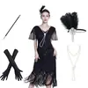 Vestido de Flecos con Perlas Estilo Retro Gatsby de los Años 20 Tallas S-4XL Conjunto de Vestido de Cóctel y Noche con Lentejuelas