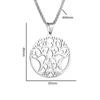 Collar de acero inoxidable y plata con triple luna, árbol de la vida de la bruja transfronteriza, estrella de cinco puntas y viento neutro.