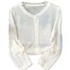 Cárdigan Corto de Punto Hueco Versátil Estilo Coreano para Mujer Verano Nueva Llegada Ropa Exterior Adelgazante Top Corto Camisa de Aire Acondicionado