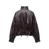 Comercio Electrónico Transfronterizo Ropa de Mujer 2026 Moda Europea y Americana Chaqueta Holgada con Efecto Piel Sintética Cintura Ajustable para Mujer D66081