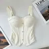 Top Tubo Blanco Estilo Chanel Espiga, Moderno y Sencillo, Sujetador Exterior que Ceñe la Cintura