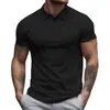 2025 Nuevo Verano Casual Color Puro Botón Manga Corta Transpirable y Cómodo Casual Holgado Deportivo Cuello Polo para Hombre
