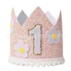 Chapéu de Feltro Temático Margarida para Bebê de Um Ano com Uma Flor, Chapéu de Aniversário Coroa Infantil, Adereço de Foto de Fantasia para Festa de 1 Ano