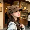 Gorro Octagonal con Orejas de Gato para Mujer Otoño Invierno Japonés Dulce Fresco Bordado Boina Hace que la Cara se Vea Más Pequeña Celebridad de Internet Orejas Lindas Boina