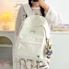 Bolsa de Ombro Dupla Transfronteiriça Casual Artística Mochila de Viagem Feminina Grande Capacidade Cor Sólida Versátil Simples Mochila Estudantil