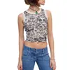 2025 Novo Estilo de Verão Camiseta sem Mangas Estilo Puro Lust Girl Estampa de Caveira Sexy Expondo o Umbigo Slim Curta