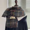 Bufanda de cuadros vintage de Corea del Sur para mujer, otoño e invierno, cálida, versátil, cachemir rojo, ambiente festivo navideño, bufanda de moda