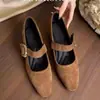 Zapatos Mary Jane Nuevos de Primavera 2026 para Mujer con Hebilla de Una Correa, Punta Cuadrada, Suela Suave, Tacón Grueso Versátil
