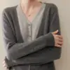 Cardigan de Punto Falso de Dos Piezas con Cuello en V y Patchwork Otoño/Invierno 2026 para Mujer Estilo Europeo Suéter Cálido Abrigo Top