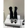 Botines para Mujer 2025 Otoño e Invierno Nuevo Estilo Punta Fina Tacón de Aguja Hebilla Cuadrada de Pedrería Gamuza Tacón Alto Botas Elásticas Botas Ajustadas Botines Tipo Calcetín para Mujer