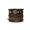 Pulsera de Cuero Trenzado Multicapa Retro para Hombre Europea y Americana Transfronteriza Serie Árbol de la Vida Pulsera de Cuero para Hombre de Seis Piezas