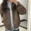 Chaqueta Retro Americana Marrón Cuadrada para Mujer 2025, Chaqueta Versátil de Gamuza de Gama Alta para Primavera y Otoño, Nicho para Mujer
