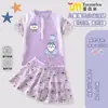 Maiô infantil de desenho animado Little Eight para meninas, conjunto de duas peças, vestido de natação de verão com proteção solar de secagem rápida para bebês