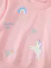 Fonte transfronteiriça 26 anos moletom infantil gola redonda outono e inverno estampa fofa de unicórnio arco-íris roupa esportiva para meninas