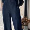 ¡Clase CHAO sin D recomendada! GAO-end nicho casual con cordones lino minimalista Mezclilla pierna ancha rectos pantalones