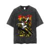 Camiseta Motosserra Manga Curta Masculina Solta Homem Motosserra Anime Pochita Algodão Masculina e Feminina Camiseta Lavada Velha