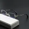 Armação de Óculos Masculino Quadrada Metálica Sem Aro com Borda Cortada Transfronteiriça Armação para Óculos com Filtro de Luz Azul