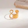 Anel Oval Oco de Aço Inoxidável, Anel de Luxo Leve e de Alta Qualidade, Estilo Metal, Moda Personalizada de Nicho, Joia de Mão Versátil