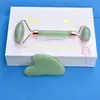 Rolo de Jade Conjunto de Massagem Facial Metal Manual Beleza Massageador Facial Feriado Aniversário Caixa de Presente Boutique