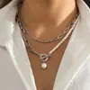 Explosões Transfronteiriças Joias Moda Corrente Longa de Contas Redondas Joias para Usar em Camadas Colar com Fivela OT Pérola Corrente de Cintura Duplo Uso