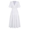 2025 Amazon Mais Vendido Verão Novo Vestido de Festa de Alta Qualidade com Decote em V Profundo e Mangas Bufantes Moda Europeia e Americana Roupas Femininas