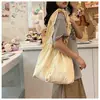 Bolsa de Lona Pequeña Fresca Literaria para Mujer Verano 2024 Nueva de Moda Coreana Bolso Tote Plegado Versátil de Gran Capacidad