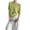 ¡Tan hermoso! Top de Mohair y Lana de Marca de Lujo con Mangas Cortas, Suéter de Punto Holgado y Relajado para Mujer, Adecuado para Todas las Estaciones, Primavera 26
