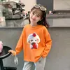Top Casual Infantil Cartoon para Primavera e Outono de 2026, Roupa de Algodão Puro para Meninas, Camiseta de Manga Longa Super Fofa e Estilosa