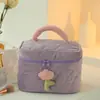 Bolsa de cosméticos tipo tulipa de veludo cotelê de alta qualidade, bolsa de armazenamento fofa portátil, bolsa de armazenamento de cosméticos de grande capacidade, estojo