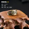 Anel de Bronze Mancha Eterna Estilo Retrô Tendência da Moda Personalidade Versátil Atmosfera Clássica Anel de Jade com Três Ganchos