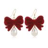 Venta Caliente Moda Elegante Lindo Diseño Elegante Lazo Colgante de Perla Pendientes Pendientes
