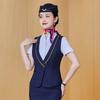 Traje de Chaleco Profesional de Primavera y Verano para Mujer Ropa de Trabajo para Recepción de Hotel Uniformes de Azafata de Aviación y Tren de Alta Velocidad Uniformes Escolares de Personal