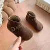 Botas Birkenstock Retrô para Meninas Outono/Inverno 2026 Novo Estilo Botas de Cano Curto Infantis Moda Veludo Plus Sola Macia Sapatos de Bebê Estilo Passarela