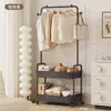 Perchero de Pie para Dormitorio, Móvil con Ruedas, Moderno Estante para Pantalones para el Hogar de Interior, Cesta de Almacenamiento Simple, Perchero para Abrigos y Sombreros