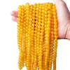 Cuentas de ágata amarilla natural, ensartadas juntas, hebra larga de cuentas sueltas, cuentas redondas, collar, joyería de jade, pulsera DIY, producto semiacabado