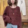 Suéter largo de punto holgado talla extra para mujer, estilo casual y vintage, versátil, disimula las imperfecciones del cuerpo y te hace lucir más delgada