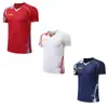 Novo L ~ Roupa de Badminton Secagem Rápida Feminina Manga Curta Vôlei Tênis Tênis de Mesa Masculino Verão Roupa Esportiva Estampada