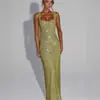 Nuevo Vestido de Tirantes con Lentejuelas Transfronterizo 2025, Nuevo Elegante Vestido de Noche Ceñido a la Cintura Otoño/Invierno, Vestido Largo Bodycon