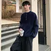 Suéter de punto falso dos piezas para hombre con cuello henley, patrón de trenzas tejido, estilo old money, otoño e invierno, venta al por mayor de fábrica transfronteriza