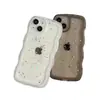 Funda de Resina Brillante con Borde Ondulado Adecuada para Funda de Teléfono Apple 16 Pro Max, Cubierta Protectora 17 Estrella, 15 Pro Funda Transparente, 11