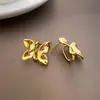 Pendientes de Mariposa Estéreo Metálicos Brillantes de Temperamento Moda Retro Creativos Pendientes de Diseño de Nicho Pendientes de Gama Alta para Mujer