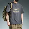 Camiseta de Manga Corta para Hombre, Verano Holgada, Estilo Americano, Estilo Trendy de Hong Kong, Nuevo Estilo Ins, Camiseta de Manga Tres Cuartos, Comercio Transfronterizo