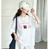 Camiseta de manga corta con estampado de dibujos animados para niños, nuevo modelo 2026 para niñas, camiseta básica de verano dopamina para niños con cuello redondo y media manga