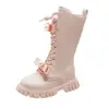 Botas de Cano Alto para Meninas 2026 Outono/Inverno Novo Infantil Dr. Estilo Martens Estilo Britânico Algodão de Duas Camadas Quente Botas Longas Botas de Princesa Moderno
