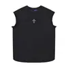 Chaleco de Parche con Pedrería de Patrón Cruzado Retro Americano para Hombres y Mujeres, Nuevo Estilo de Verano, Diseño Holgado, Top sin Mangas de Nicho