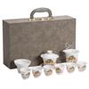 Juego de té kung fu de 10 piezas de porcelana de jade mate, traje de regalo de negocios estilo chino de alta calidad, caqui Ruyi, venta al por mayor