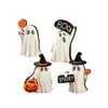 4 Piezas de Centro de Mesa de Madera de Fantasma para el Día de Muertos de Halloween, incluyendo Fantasmas de Pie 3D