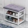 Gabinete Sencillo de Múltiples Niveles para Guardar Zapatos para la Entrada del Hogar, con Asiento, Cojín Suave de Hierro Forjado, Banco Multifuncional para Zapatos